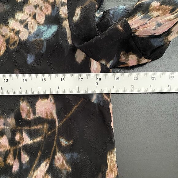Jigsaw Floral Chiffon Long Sleeve Blouse Size 4 Semi Sheer Textured Flowy Artsy - Picture 10 of 12